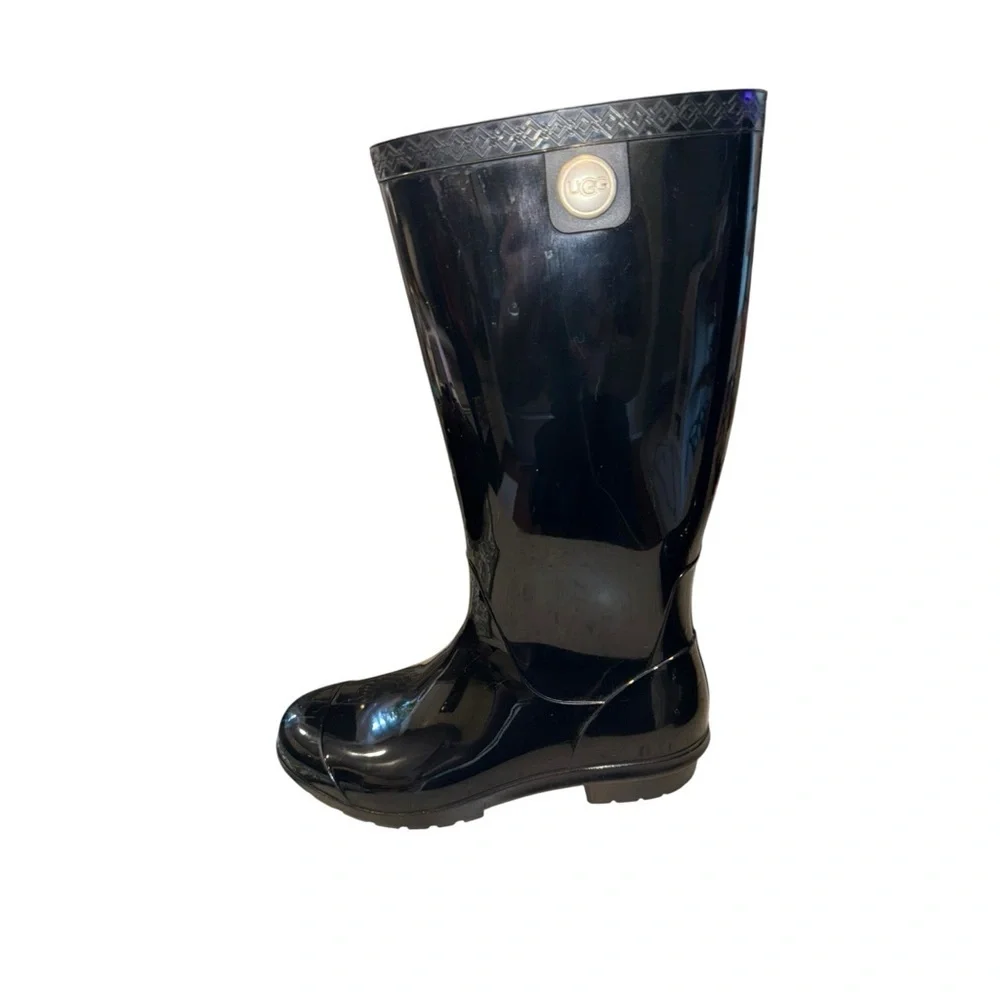 ▶️ UGG ◀️ Black Shaye Rain Boots Womens 7 - flaw